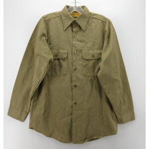 VINTAGE Big Yank Shirt Medium Khaki Button Up Utility Workwear 70s *